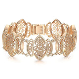 Rose Bracelet Bangle for Women - Cut Out Carved Flowers Vine Oval Wristband