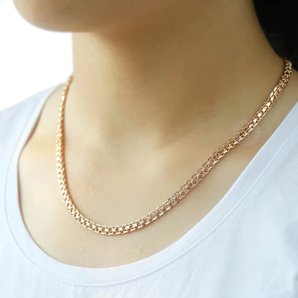 Rose Necklace Bismark Hammered Link Chain 5mm GN452A
