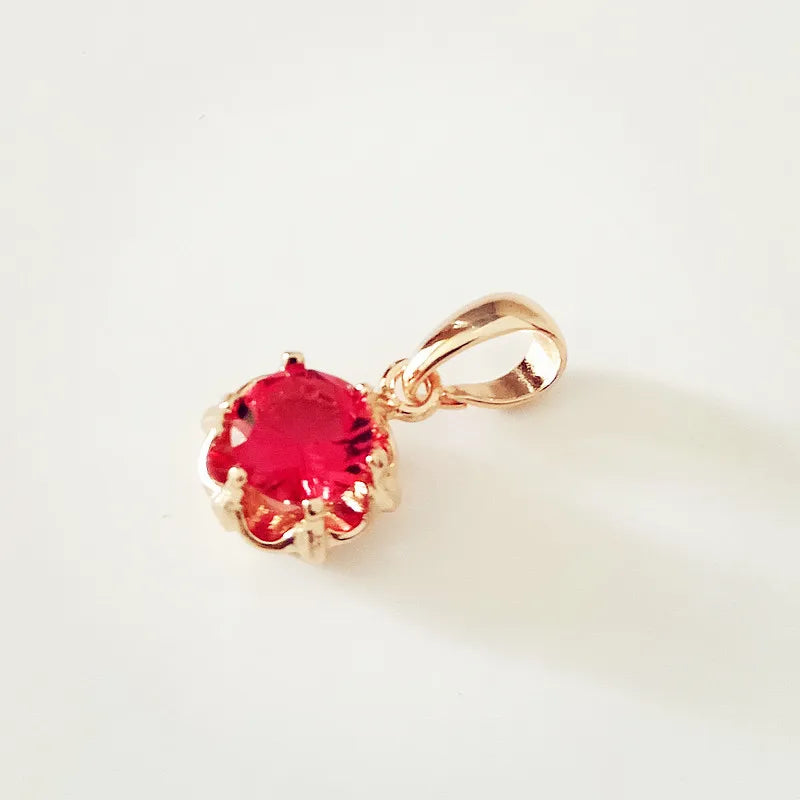 Red Stone Rose Pendant Necklace - Women's Fashion Jewelry