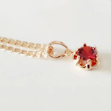 Red Stone Rose Pendant Necklace - Women's Fashion Jewelry