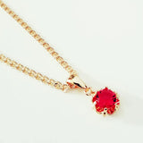 Red Stone Rose Pendant Necklace - Women's Fashion Jewelry