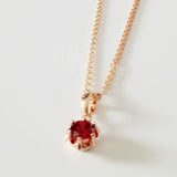Red Stone Rose Pendant Necklace - Women's Fashion Jewelry