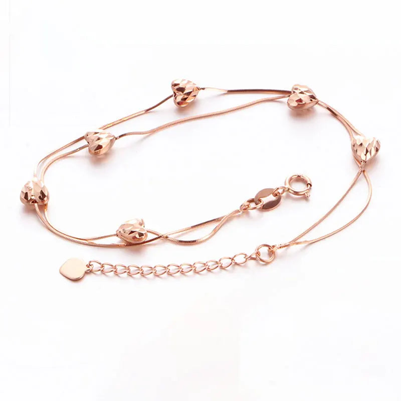 Rose Double Layer Snake Bone Chain Bracelet Plated 14K Rose Fine Jewelry