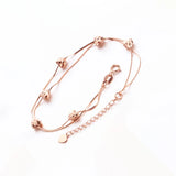 Rose Double Layer Snake Bone Chain Bracelet Plated 14K Rose Fine Jewelry