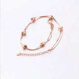 Rose Double Layer Snake Bone Chain Bracelet Plated 14K Rose Fine Jewelry
