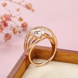 Rose Large Zircon Heart & Arrow Cut Stone Ring