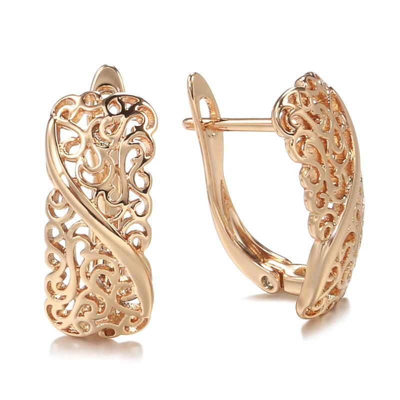 Rose Long Pendant Earrings Classic Large Glossy Wedding Jewelry