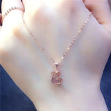 Rose Romantic Love Necklace 14K Rose Double Heart Pendant Jewelry