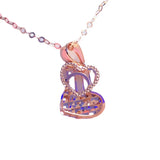 Rose Romantic Love Necklace 14K Rose Double Heart Pendant Jewelry