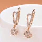Rose Zircon Drop Earrings Hearts & Arrows Stone