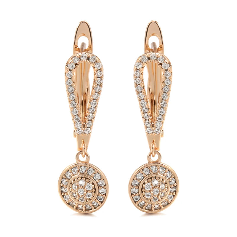 Rose Zircon Drop Earrings Hearts & Arrows Stone