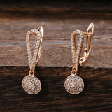 Rose Zircon Drop Earrings Hearts & Arrows Stone
