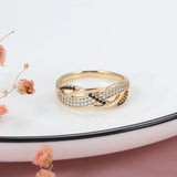 Rose Zircon Ring Cross Zircon Bling Plating French Jewelry Joyas