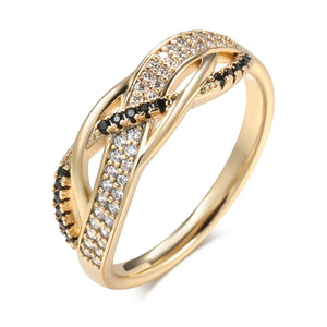 Rose Zircon Ring Cross Zircon Bling Plating French Jewelry Joyas