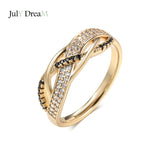Rose Zircon Ring Cross Zircon Bling Plating French Jewelry Joyas