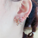 Romantic 14K Rose Hollow Flower Earrings for Women