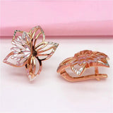 Romantic 14K Rose Hollow Flower Earrings for Women