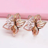 Romantic 14K Rose Hollow Flower Earrings for Women