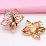 Romantic 14K Rose Hollow Flower Earrings for Women