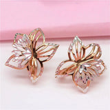 Romantic 14K Rose Hollow Flower Earrings for Women