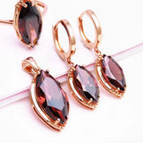 Purple 14K Rose Inlaid Marquise-Shaped Engagement Jewelry Set