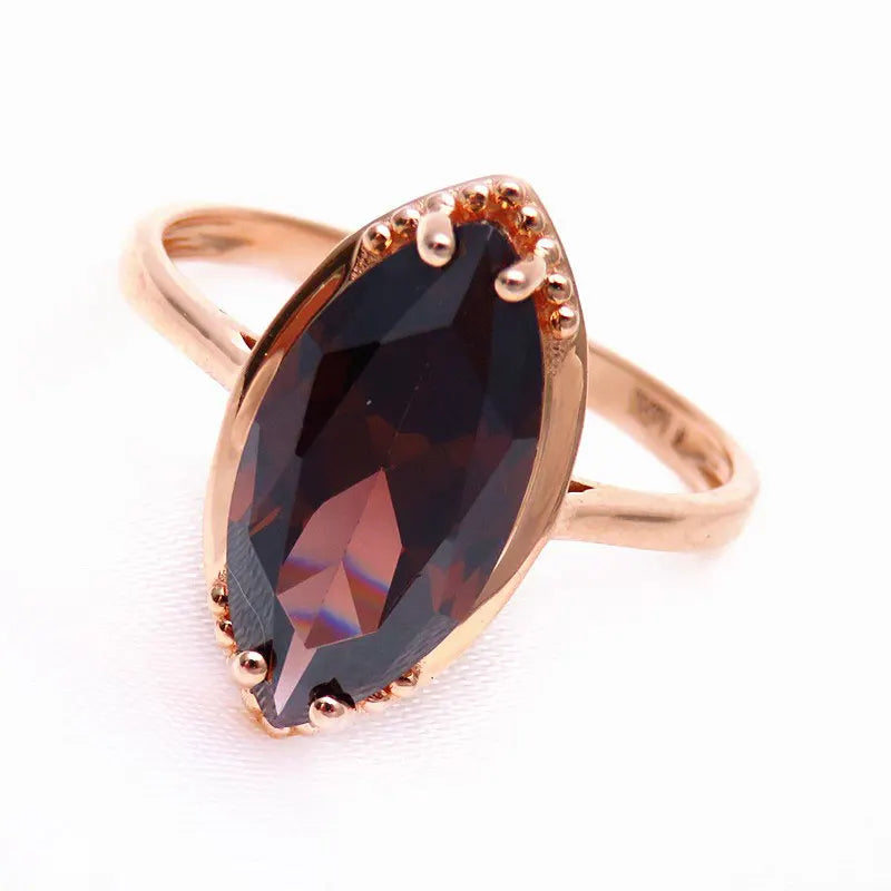 Purple 14K Rose Inlaid Marquise-Shaped Engagement Jewelry Set