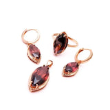 Purple 14K Rose Inlaid Marquise-Shaped Engagement Jewelry Set