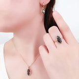 Purple 14K Rose Inlaid Marquise-Shaped Engagement Jewelry Set