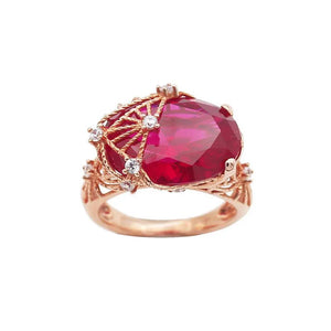 Purple Ruby 14K Rose Gold Engagement Ring for Women