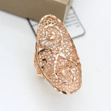 Exaggerated Purple 14K Rose Oval Flower Rings for Women