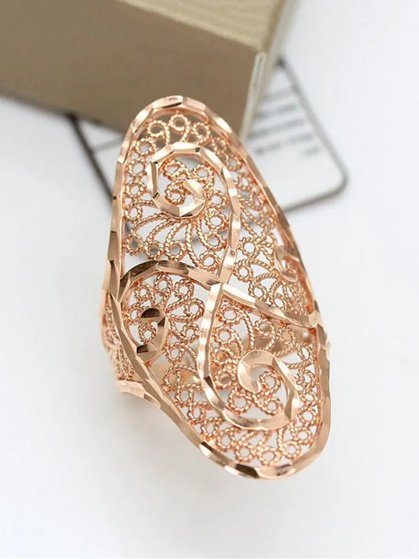 Exaggerated Purple 14K Rose Oval Flower Rings for Women