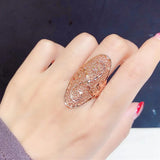 Exaggerated Purple 14K Rose Oval Flower Rings for Women