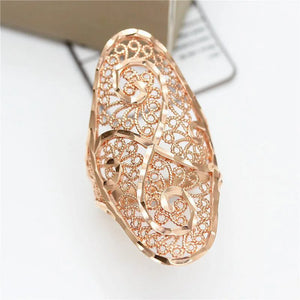 Exaggerated Purple 14K Rose Oval Flower Rings for Women
