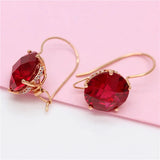 Purple 14K Rose Ruby Earrings for Women Engagement Jewelry