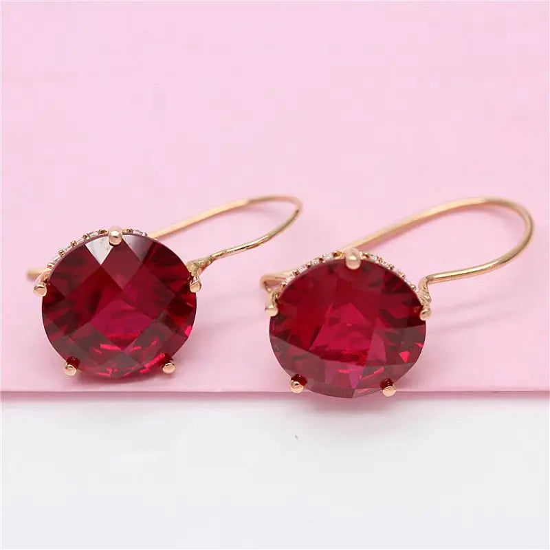 Purple 14K Rose Ruby Earrings for Women Engagement Jewelry