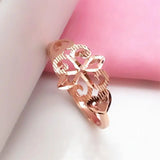 Purple Rose Flower Ring for Women - Hollow Design, Wedding & Party Jewelry