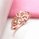Purple Rose Flower Ring for Women - Hollow Design, Wedding & Party Jewelry