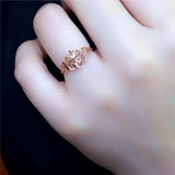 Purple Rose Flower Ring for Women - Hollow Design, Wedding & Party Jewelry