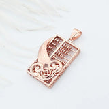 Purple Abacus Copper Coin Pendant 14K Rose Necklace for Women