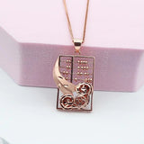 Purple Abacus Copper Coin Pendant 14K Rose Necklace for Women