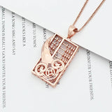Purple Abacus Copper Coin Pendant 14K Rose Necklace for Women