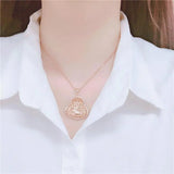 14k Rose Gold Maitreya Pendant Purple Chains Necklace Solid Chinese Jewelry