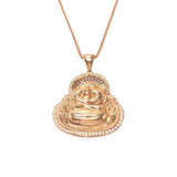 14k Rose Gold Maitreya Pendant Purple Chains Necklace Solid Chinese Jewelry