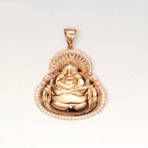 14k Rose Gold Maitreya Pendant Purple Chains Necklace Solid Chinese Jewelry