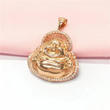 14k Rose Gold Maitreya Pendant Purple Chains Necklace Solid Chinese Jewelry
