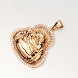 14k Rose Gold Maitreya Pendant Purple Chains Necklace Solid Chinese Jewelry