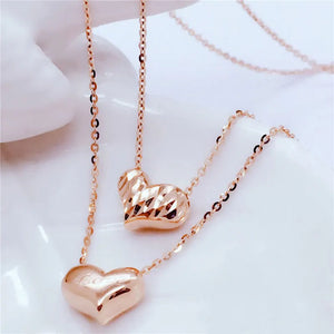 14k Rose Plated Purple Heart Double-Sided Necklace for Women