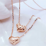 14k Rose Plated Purple Heart Double-Sided Necklace for Women