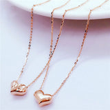 14k Rose Plated Purple Heart Double-Sided Necklace for Women