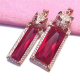 Purple Crystal Ruby Leopard's Head Pendant Necklace 14k Rose Charm